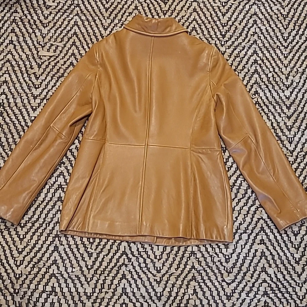 MICHAEL KORS CLASSIC BUTTERSCOTCH TAN LEATHER JACKET COAT - Picture 15 of 16